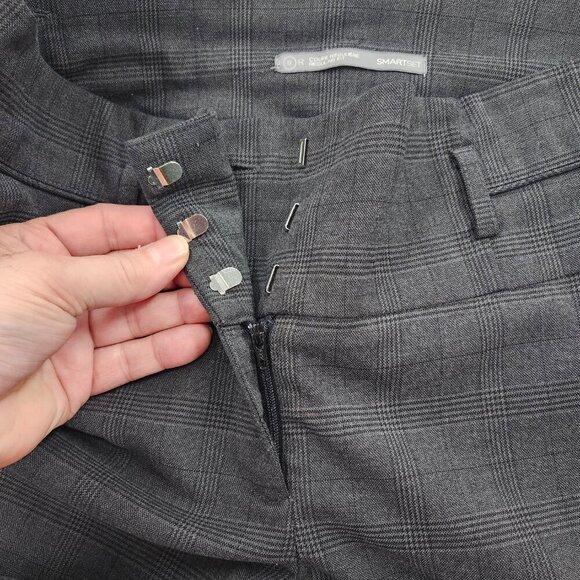 Smart Set Womens Pants Size 8 Reg Wide Leg Flaw Pockets High Waist Grey Check - Picture 11 of 15